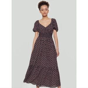 Dex  Smocked Waist Tiered floral shorts sleeve maxi dress